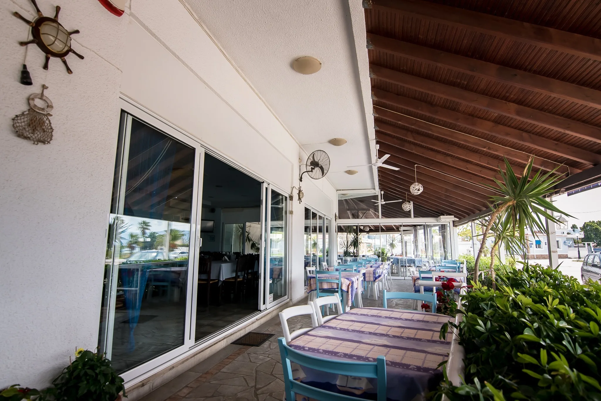 The veranda looking out over the little harbour
